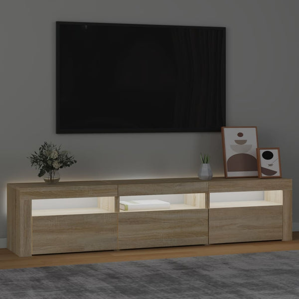 Meuble TV vidaXL avec lumières LED chêne Sonoma 180x35x40 cm