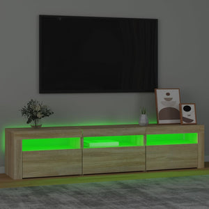 Meuble TV vidaXL avec lumières LED chêne Sonoma 180x35x40 cm