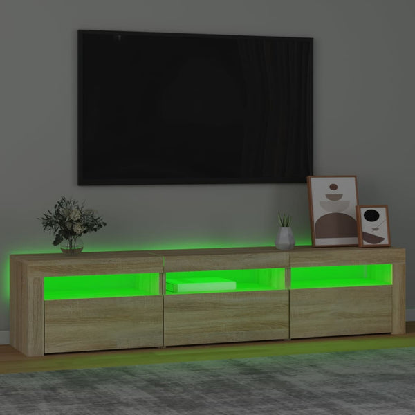 Meuble TV vidaXL avec lumières LED chêne Sonoma 180x35x40 cm