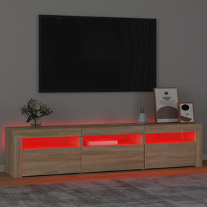 Meuble TV vidaXL avec lumières LED chêne Sonoma 180x35x40 cm