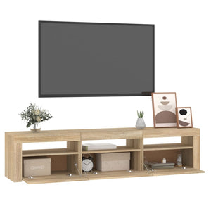 Meuble TV vidaXL avec lumières LED chêne Sonoma 180x35x40 cm