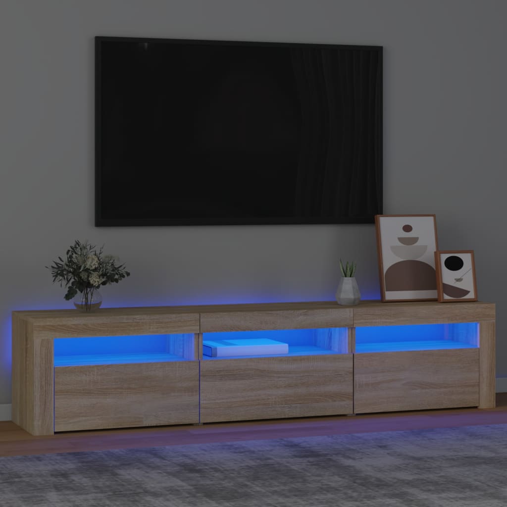 Meuble TV vidaXL avec lumières LED chêne Sonoma 180x35x40 cm