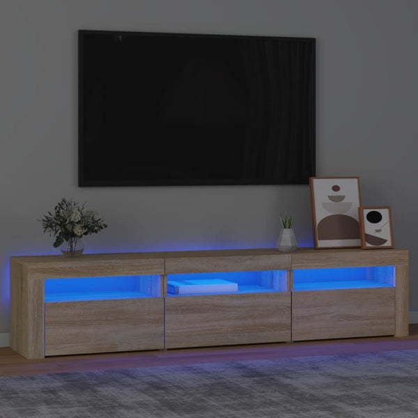 Meuble TV vidaXL avec lumières LED chêne Sonoma 180x35x40 cm
