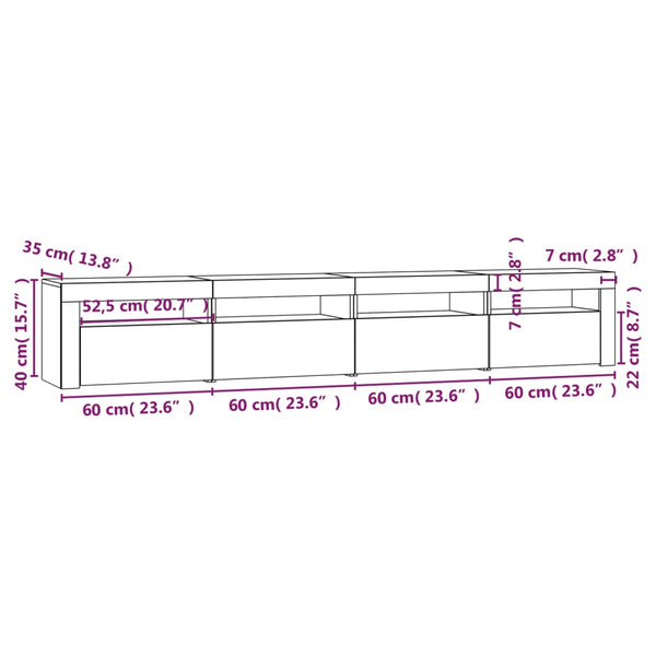TV-Schrank mit LED-Leuchten Weiß 240x35x40 cm