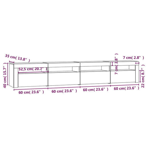 TV-Schrank mit LED-Leuchten Betongrau 240x35x40 cm