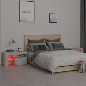 Nachttische 2 Stk. mit LED-Leuchten Betongrau 70x36,5x40 cm