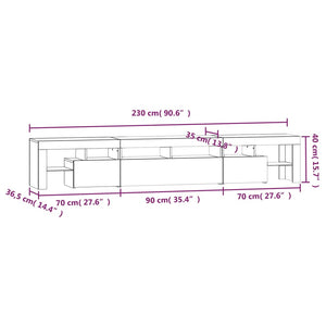 TV-Schrank mit LED-Leuchten Schwarz 230x36,5x40 cm