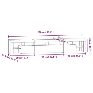 TV-Schrank mit LED-Leuchten Sonoma-Eiche 230x36,5x40 cm