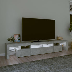 Meuble TV vidaXL avec lumières LED gris béton 230x36,5x40 cm