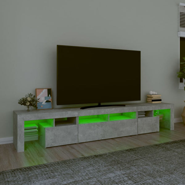Meuble TV vidaXL avec lumières LED gris béton 230x36,5x40 cm