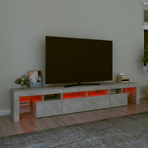 Meuble TV vidaXL avec lumières LED gris béton 230x36,5x40 cm