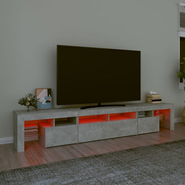 Meuble TV vidaXL avec lumières LED gris béton 230x36,5x40 cm