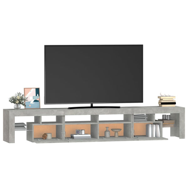 Meuble TV vidaXL avec lumières LED gris béton 230x36,5x40 cm