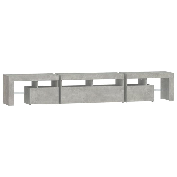 Meuble TV vidaXL avec lumières LED gris béton 230x36,5x40 cm