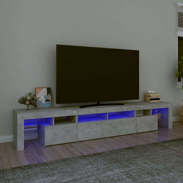 Meuble TV vidaXL avec lumières LED gris béton 230x36,5x40 cm