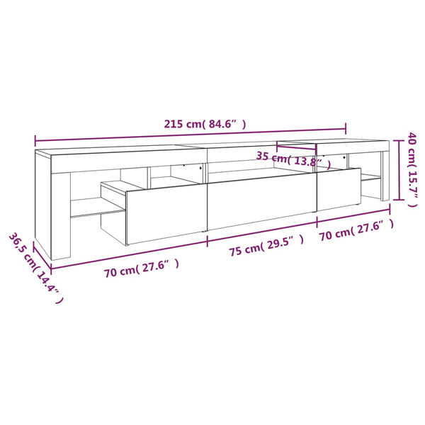 TV-Schrank mit LED-Leuchten Weiß 215x36,5x40 cm