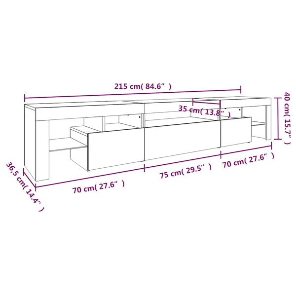 TV-Schrank mit LED-Leuchten Sonoma-Eiche 215x36,5x40 cm