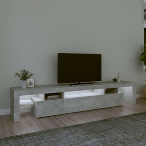 vidaXL Meuble TV avec lumières LED Gris béton 215x36,5x40 cm