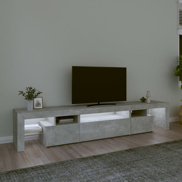 vidaXL Meuble TV avec lumières LED Gris béton 215x36,5x40 cm