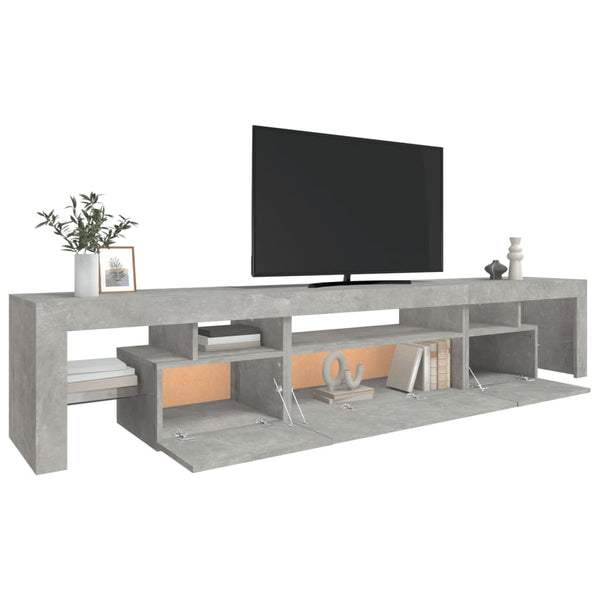 vidaXL Meuble TV avec lumières LED Gris béton 215x36,5x40 cm