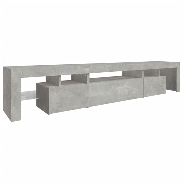 vidaXL Meuble TV avec lumières LED Gris béton 215x36,5x40 cm