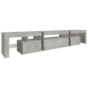 vidaXL Meuble TV avec lumières LED Gris béton 215x36,5x40 cm