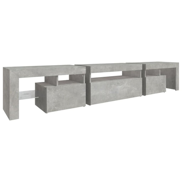 vidaXL Meuble TV avec lumières LED Gris béton 215x36,5x40 cm