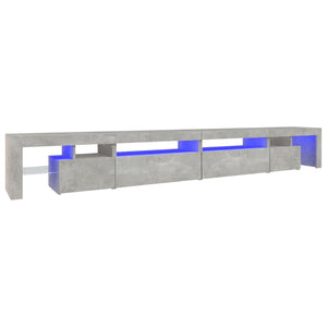 vidaXL Meuble TV avec lumières LED gris béton 290x36,5x40 cm
