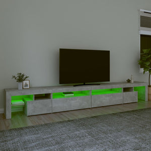 vidaXL Meuble TV avec lumières LED gris béton 290x36,5x40 cm
