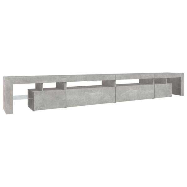 vidaXL Meuble TV avec lumières LED gris béton 290x36,5x40 cm
