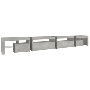 vidaXL Meuble TV avec lumières LED gris béton 290x36,5x40 cm