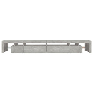 vidaXL Meuble TV avec lumières LED gris béton 290x36,5x40 cm