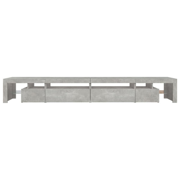vidaXL Meuble TV avec lumières LED gris béton 290x36,5x40 cm