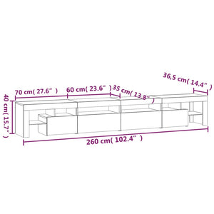 TV-Schrank mit LED-Leuchten Sonoma-Eiche 260x36,5x40 cm