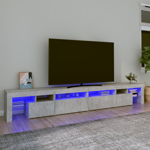 TV-Schrank mit LED-Leuchten Betongrau 260x36,5x40 cm