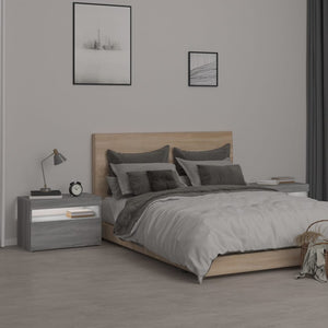 Nachttische 2 Stk. mit LED-Leuchten Grau Sonoma 60x35x40 cm