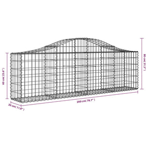 Gabione mit Hochbogen 200x30x60/80 cm Verzinktes Eisen