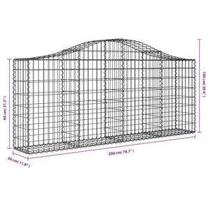 Gabione mit Hochbogen 200x30x80/100 cm Verzinktes Eisen