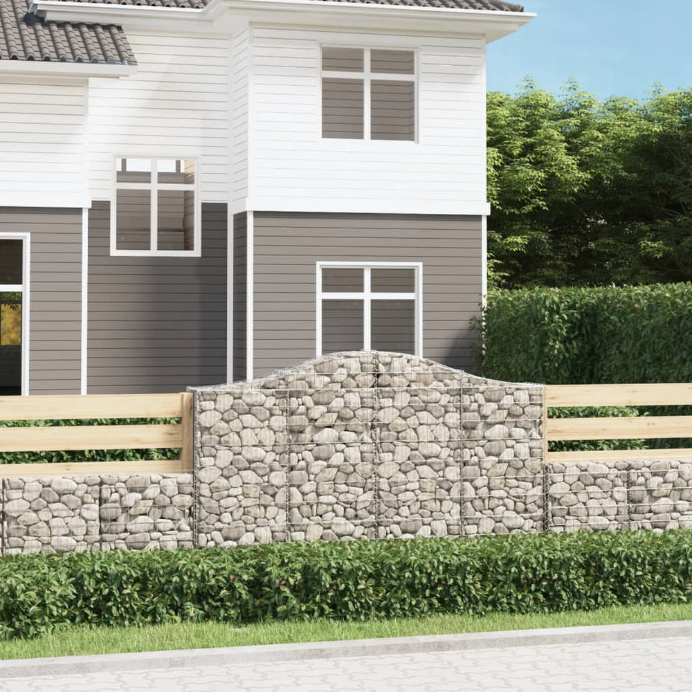 vidaXL Gabion with Raised Arch 200x30x120/140 cm Galvanized Iron