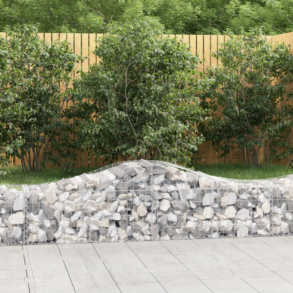 Gabione mit Hochbogen 200x50x40/60 cm Verzinktes Eisen