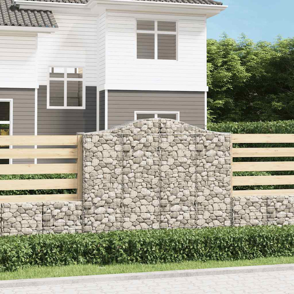 vidaXL Gabion with Arched Top 200x50x160/180 cm Galvanized Iron