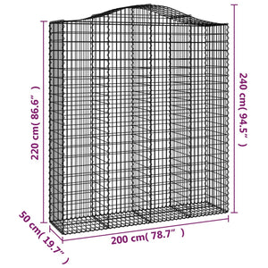 Gabione mit Hochbogen 200x50x220/240 cm Verzinktes Eisen