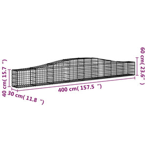 Gabione mit Hochbogen 400x30x40/60 cm Verzinktes Eisen
