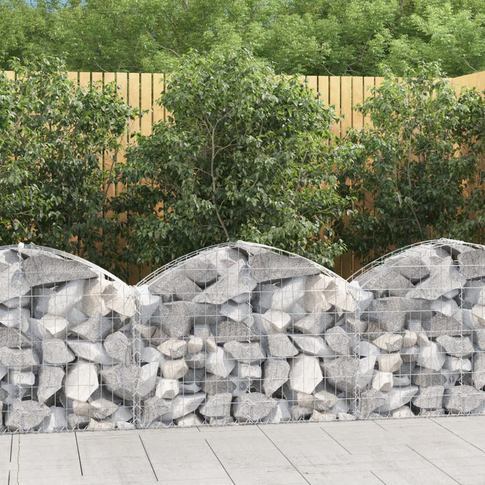 vidaXL Gabion with Raised Arch 100x30x60/80 cm Galvanized Iron
