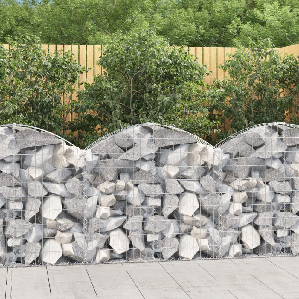 vidaXL Gabion with High Arch 100x30x80/100 cm Galvanised Iron