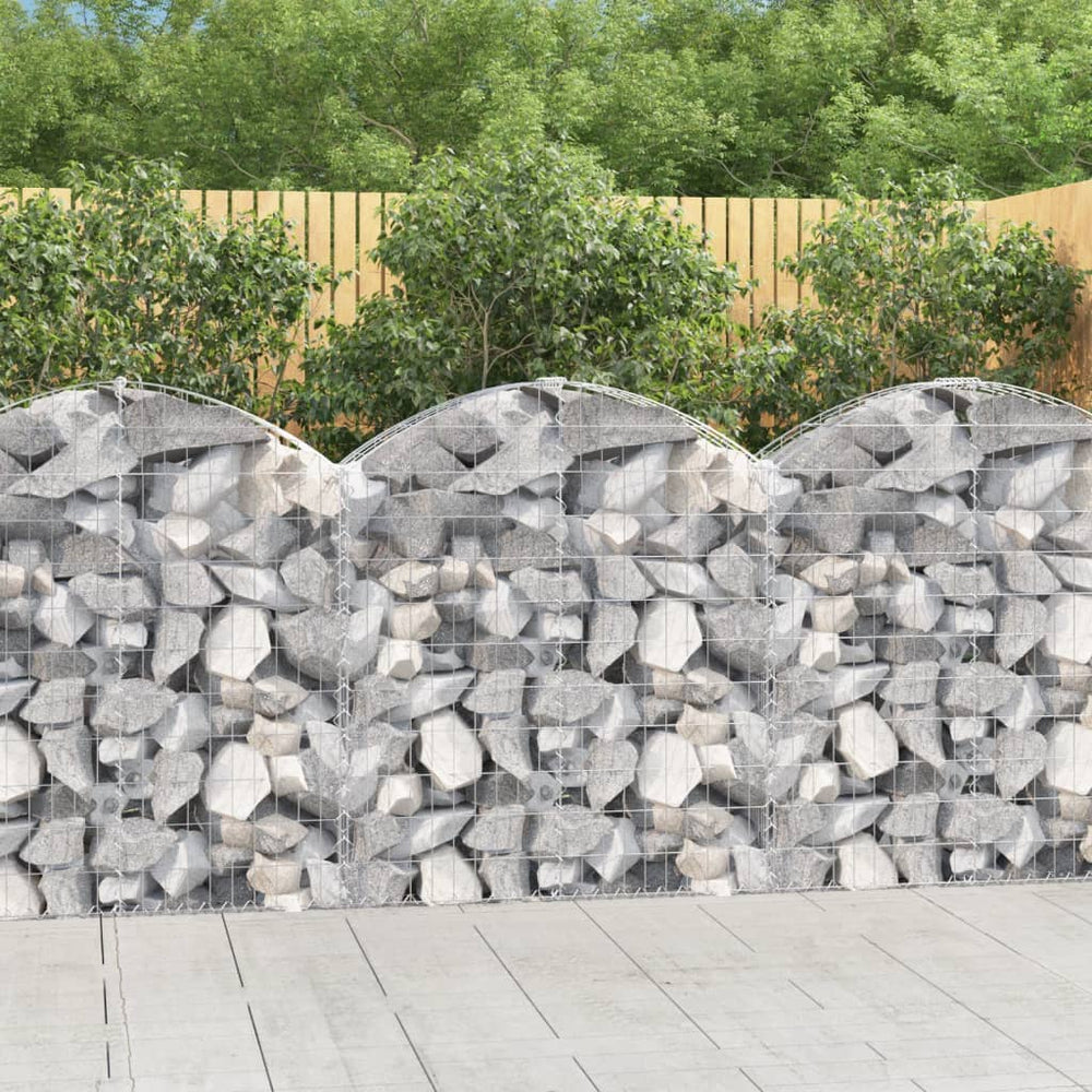 vidaXL Gabion with High Arch 100x30x100/120 cm Galvanized Iron