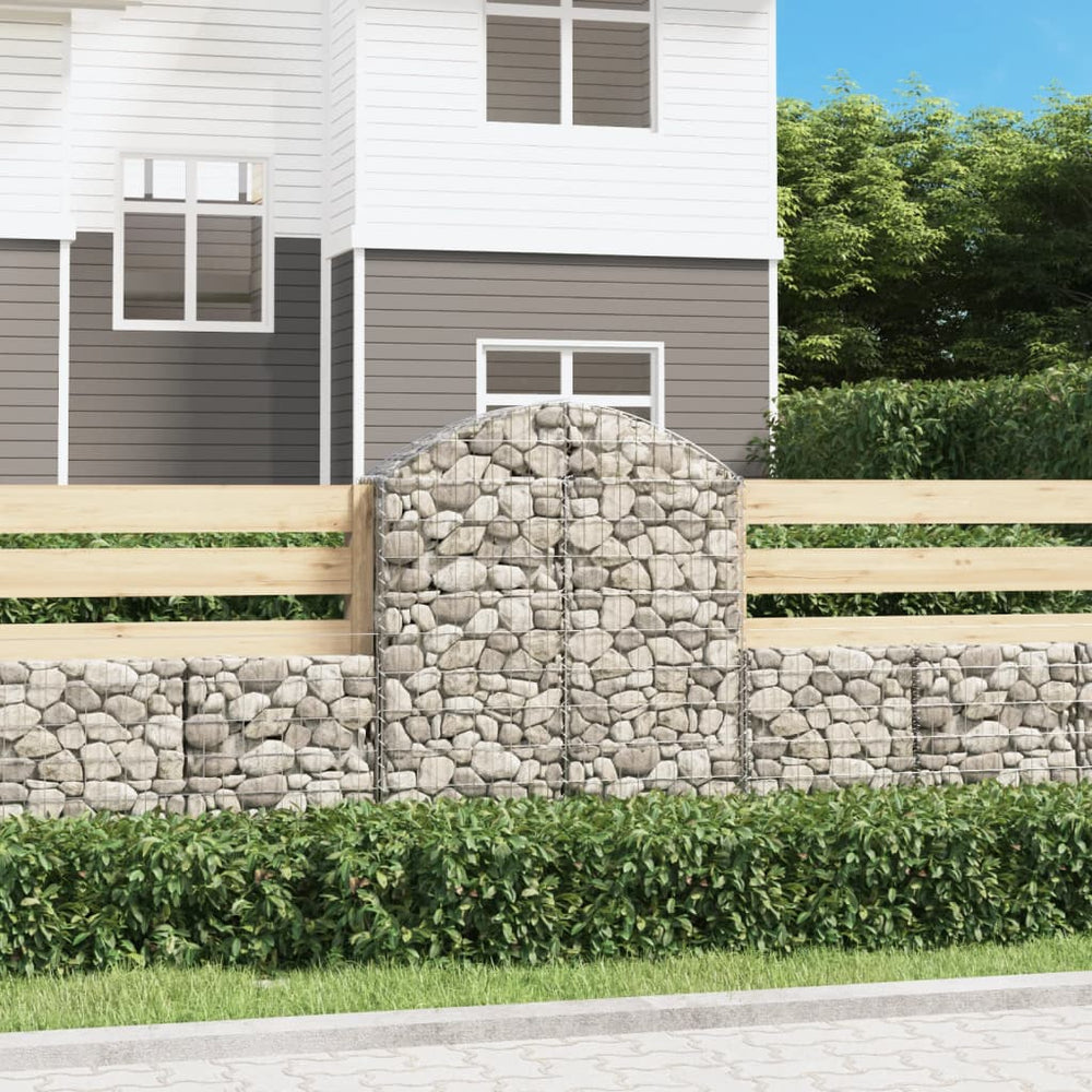 vidaXL Gabion with High Arch 100x30x120/140 cm Galvanized Iron