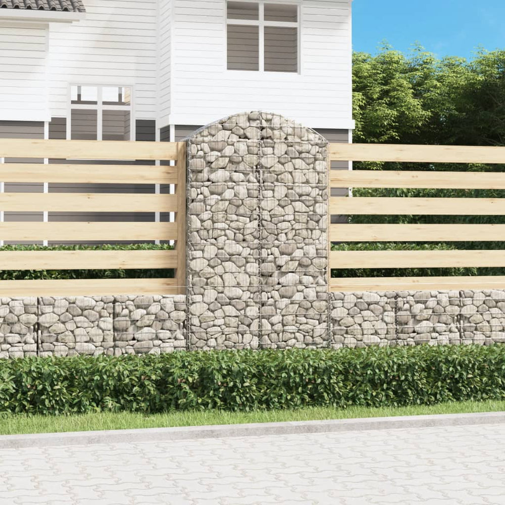 vidaXL Gabion with Arched Top 100x30x180/200 cm Galvanized Iron
