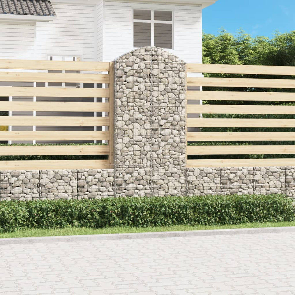 vidaXL Gabion with High Arch 100x30x220/240 cm Galvanized Iron