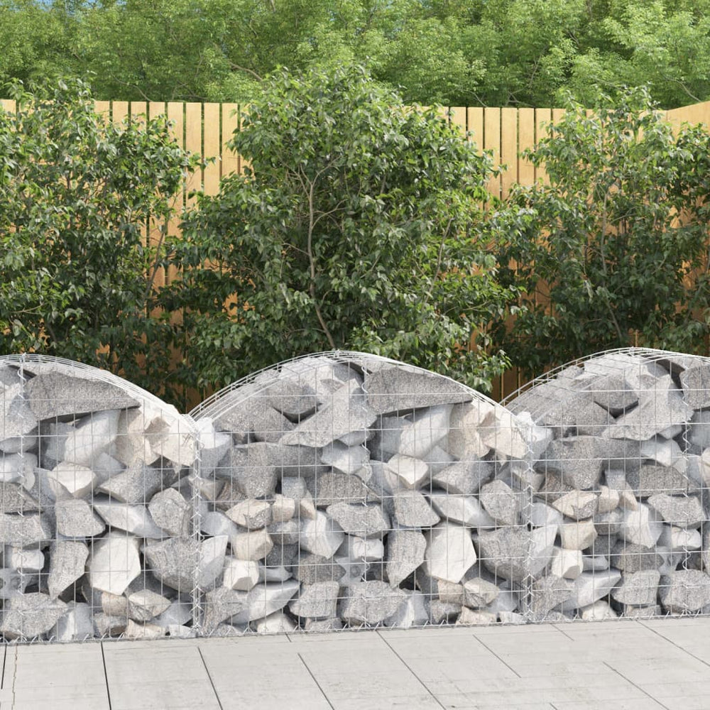vidaXL Gabion with Raised Arch 100x50x60/80 cm Galvanized Iron